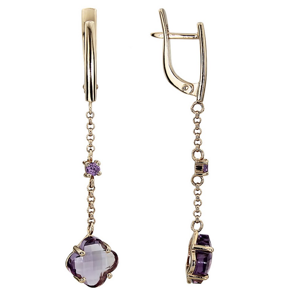 Серьги. Аметист. Арт.095А из золота 585 пробы