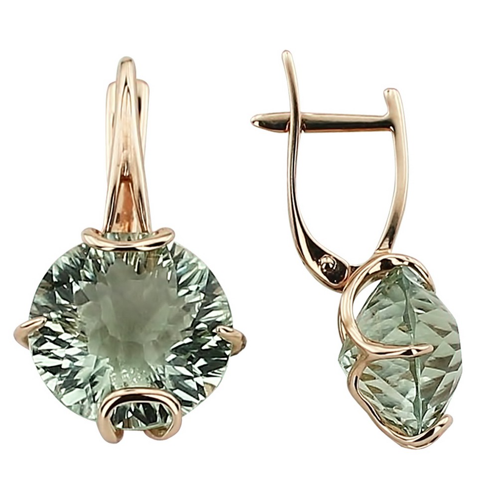 Серьги. Аметист зеленый. Арт.1099Аз из золота 585 пробы