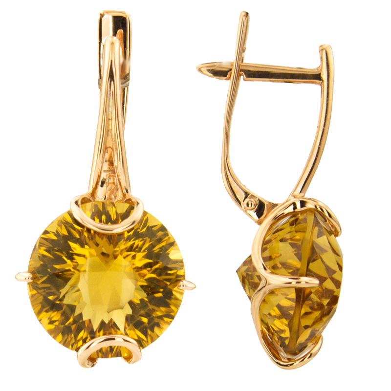 Серьги. Кварц. Арт.1099Квп- из золота 585 пробы