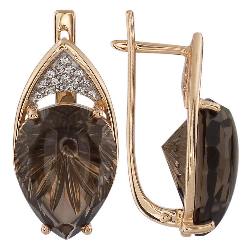 Серьги. Раухтопаз. Арт.1348РКц из золота 585 пробы
