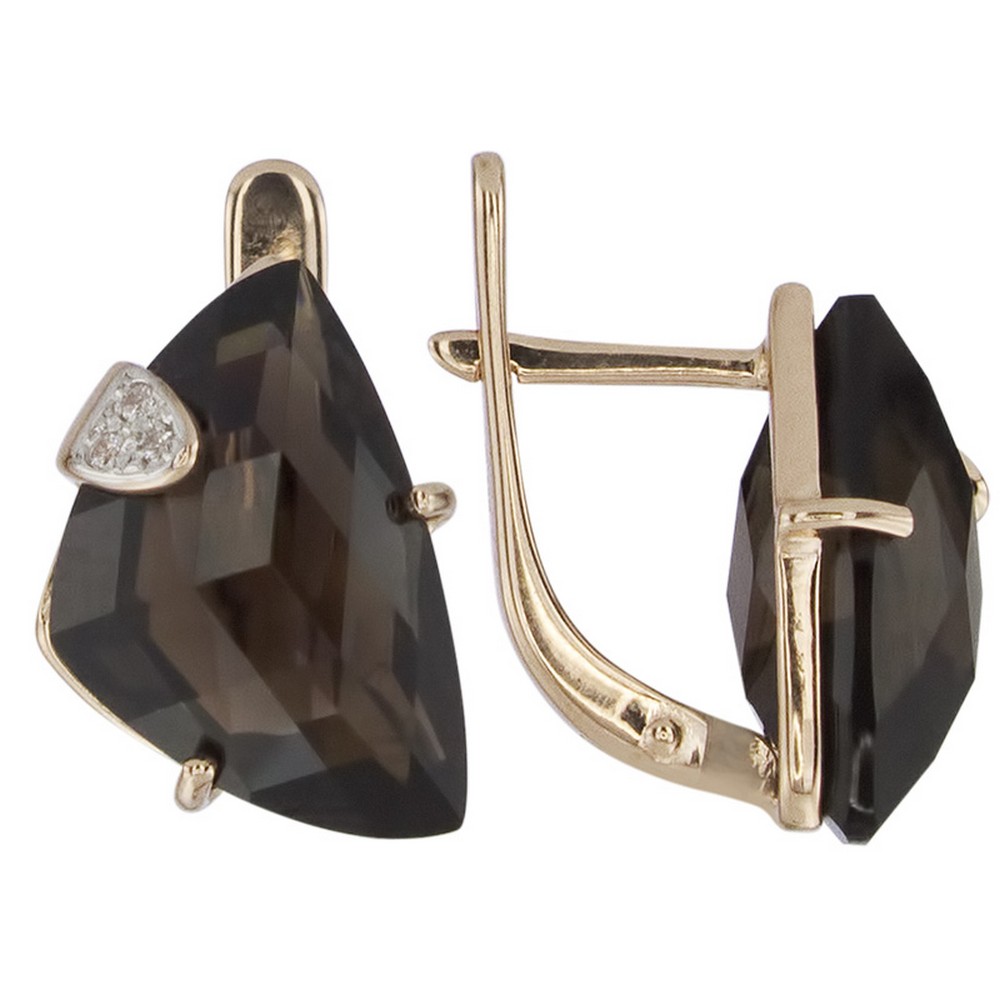 Серьги. Раухтопаз. Арт.1436РКц из золота 585 пробы
