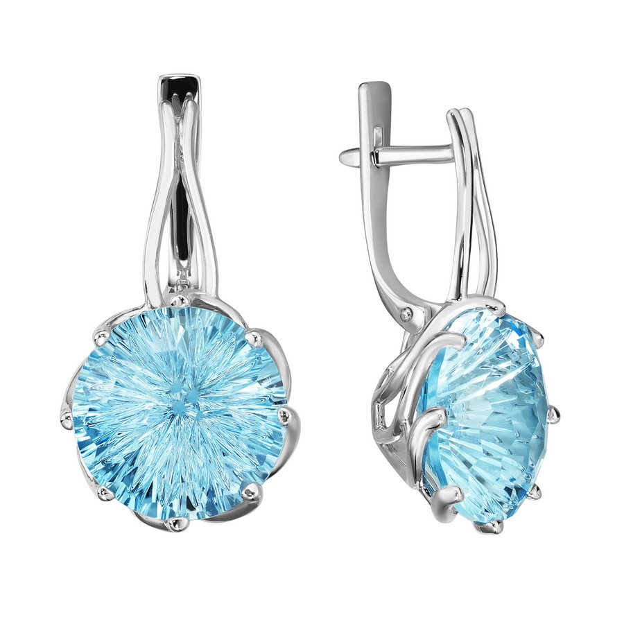 Серьги. Голубой топаз. Арт.1479Т_ из золота 585 пробы