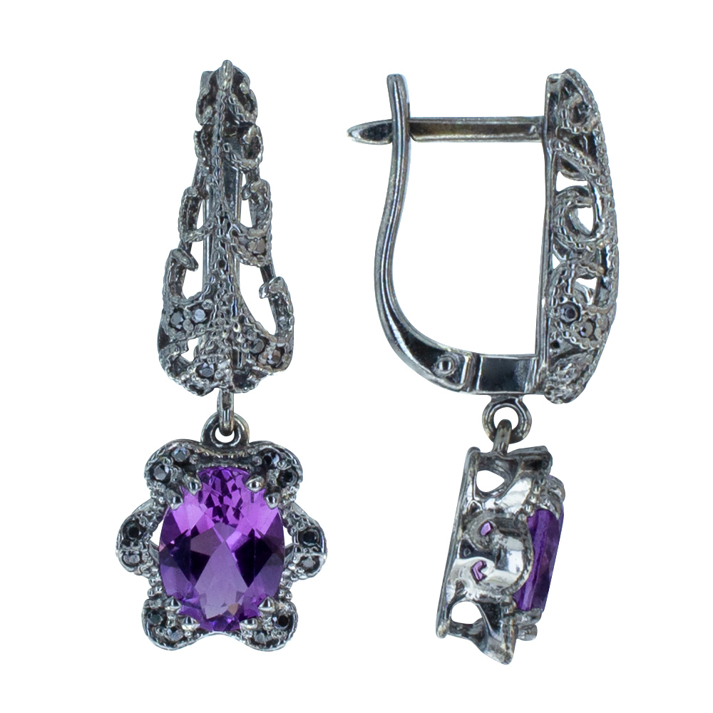 Серьги. Аметист. Арт.1548АКц из золота 585 пробы