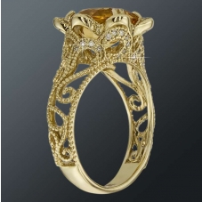 Золотое Кольцо Арт 1548. Бриллиант цитрин