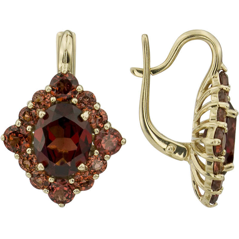 Серьги. Гранат. Арт.1662Г- из золота 585 пробы