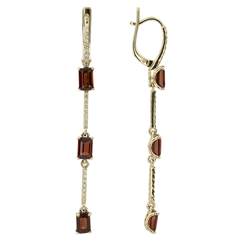 Серьги. Гранат. Арт.1663ГКц- из золота 585 пробы
