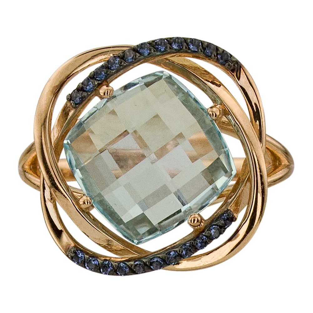 Кольцо. Голубой топаз. Арт.1766ТКц из золота 585 пробы