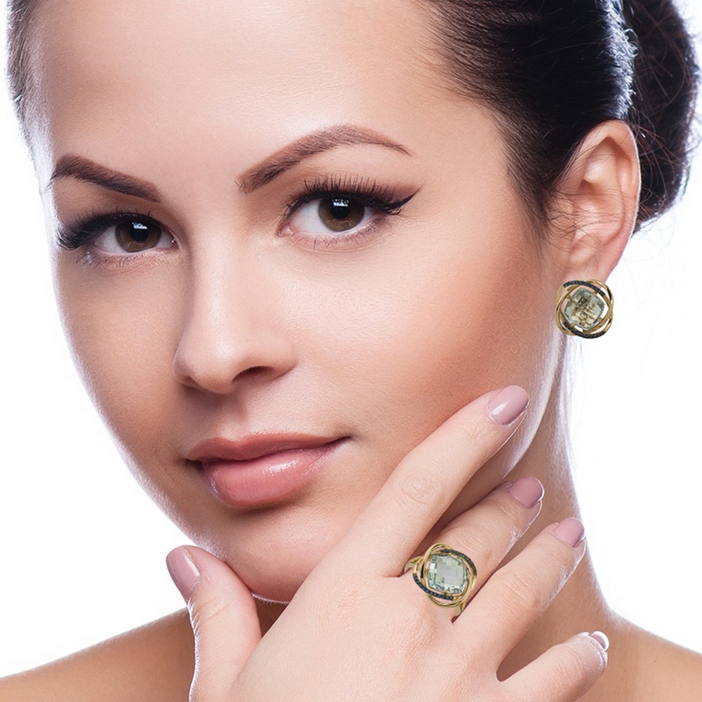 Кольцо. Голубой топаз. Арт.1766ТКц из золота 585 пробы