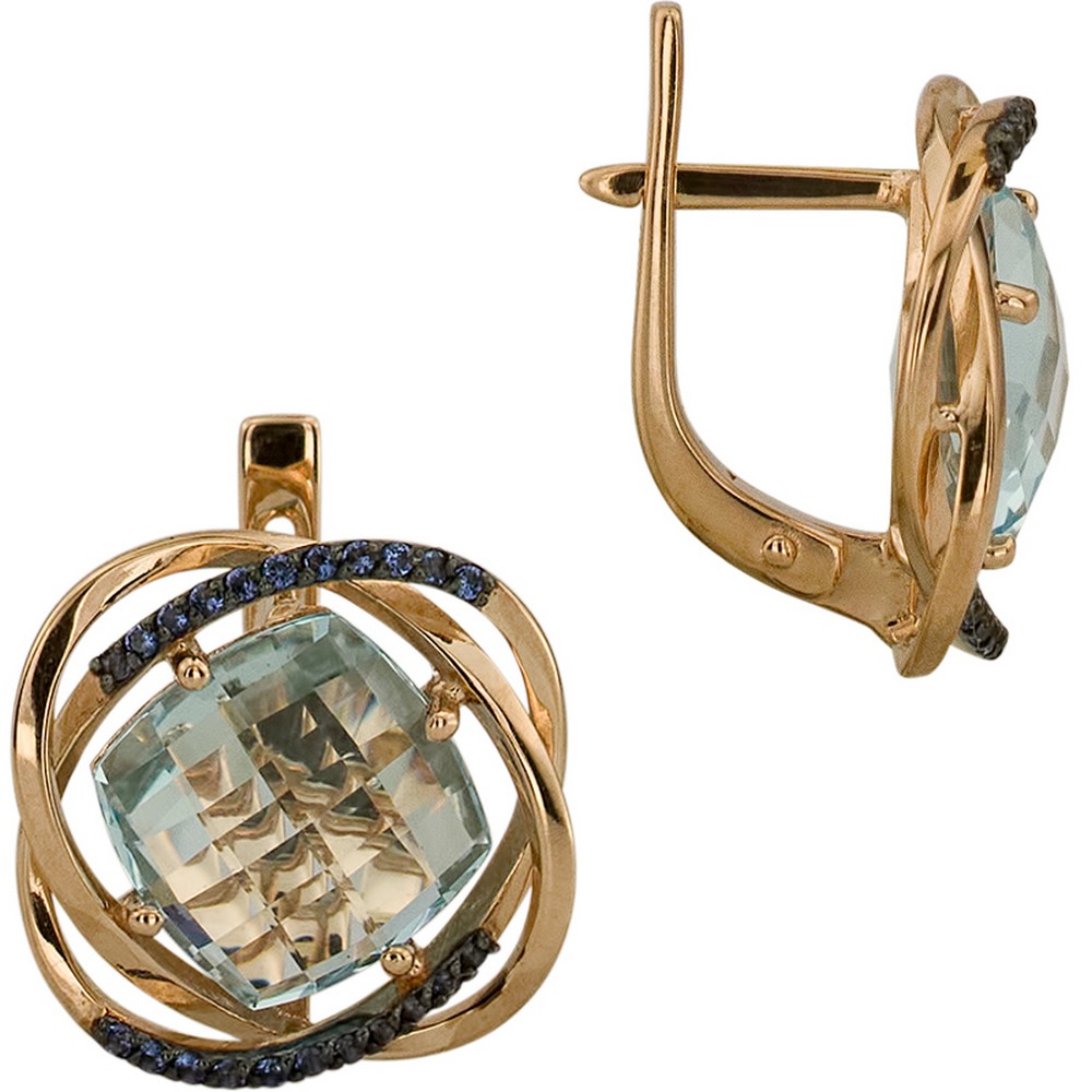 Серьги. Голубой топаз. Арт.1766ТКц из золота 585 пробы