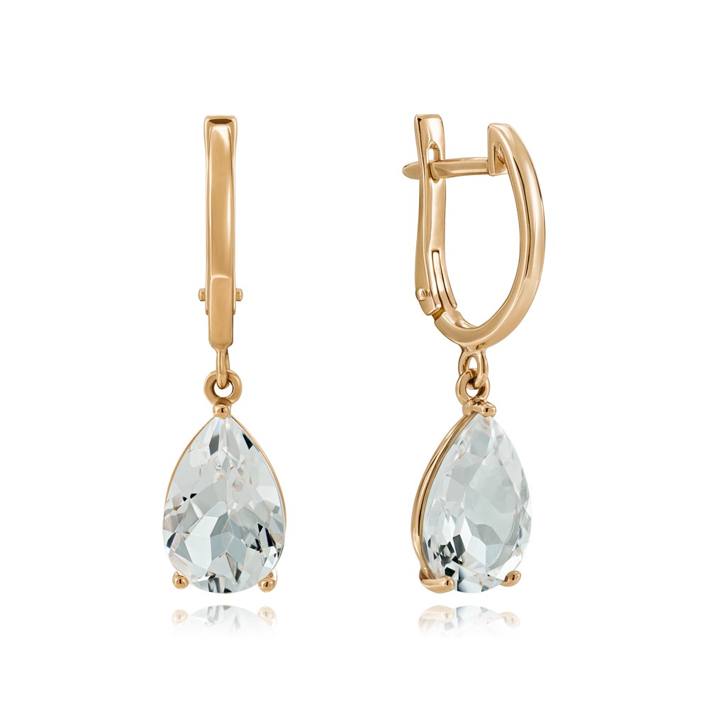 Серьги. Горный хрусталь. Арт.2142Гх из золота 585 пробы