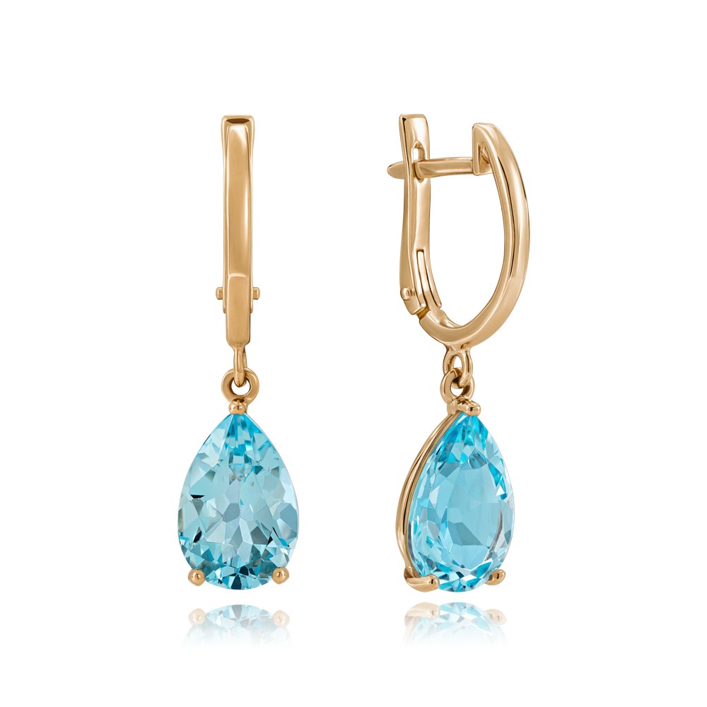 Серьги. Голубой топаз. Арт.2142Т из золота 585 пробы