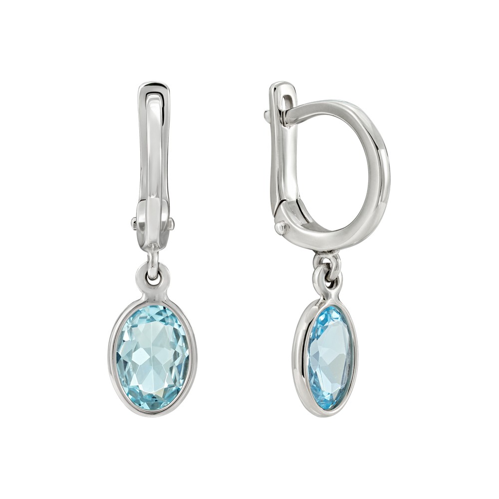 Серьги. Голубой топаз. Арт.2501Т_ из золота 585 пробы