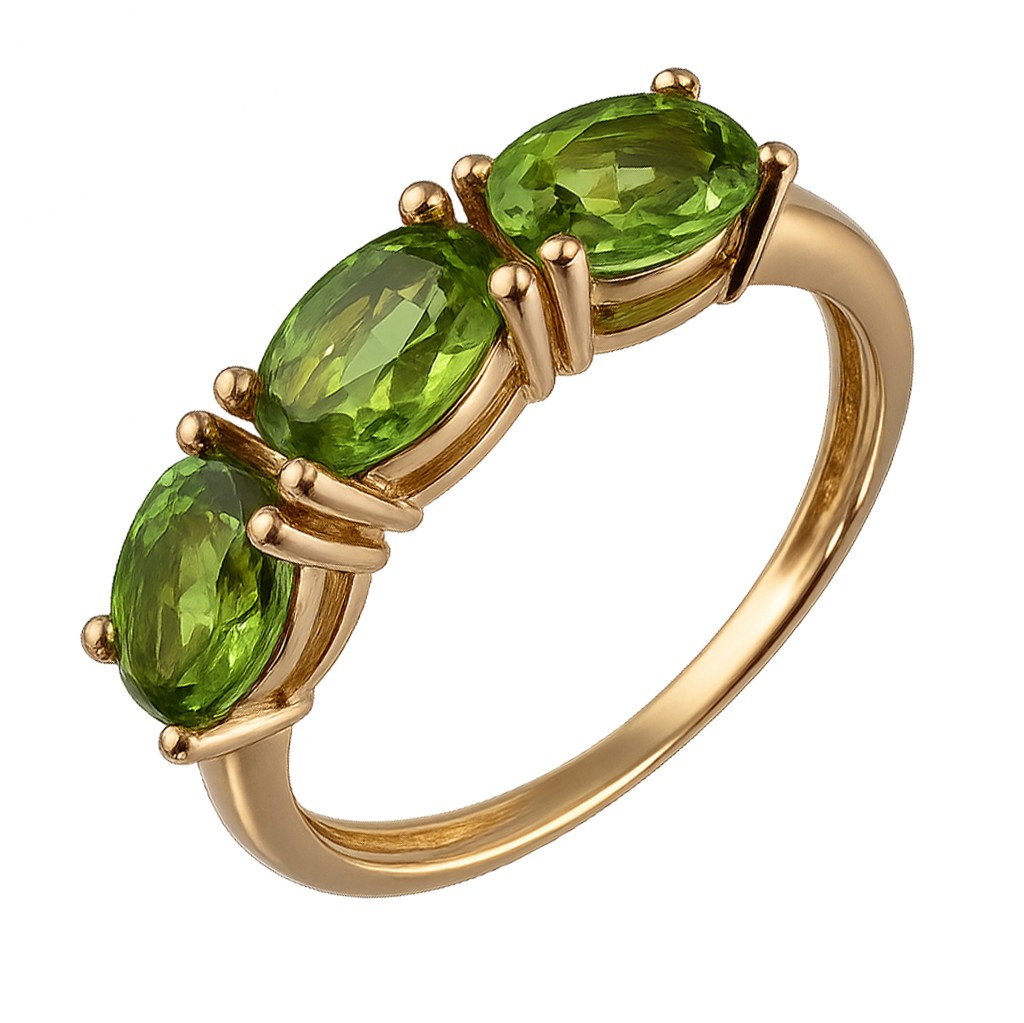 Кольцо. Хризолит. Арт.2502Х из золота 585 пробы