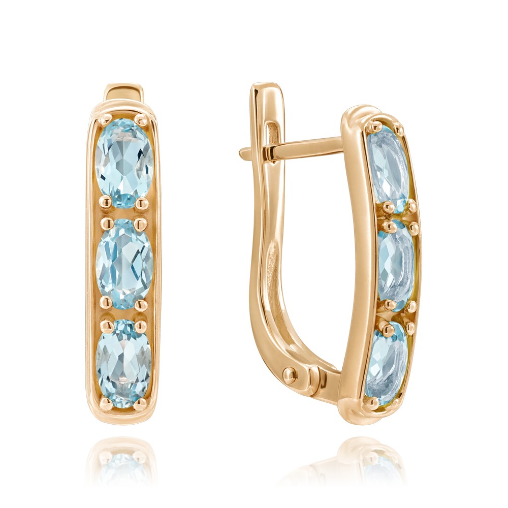 Серьги. Голубой топаз. Арт.2503Т из золота 585 пробы