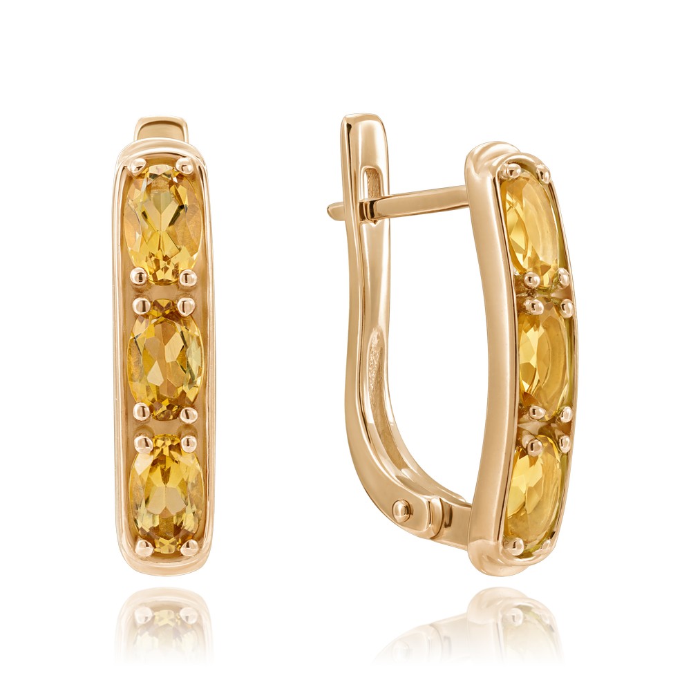 Серьги. Цитрин. Арт.2503Ц из золота 585 пробы