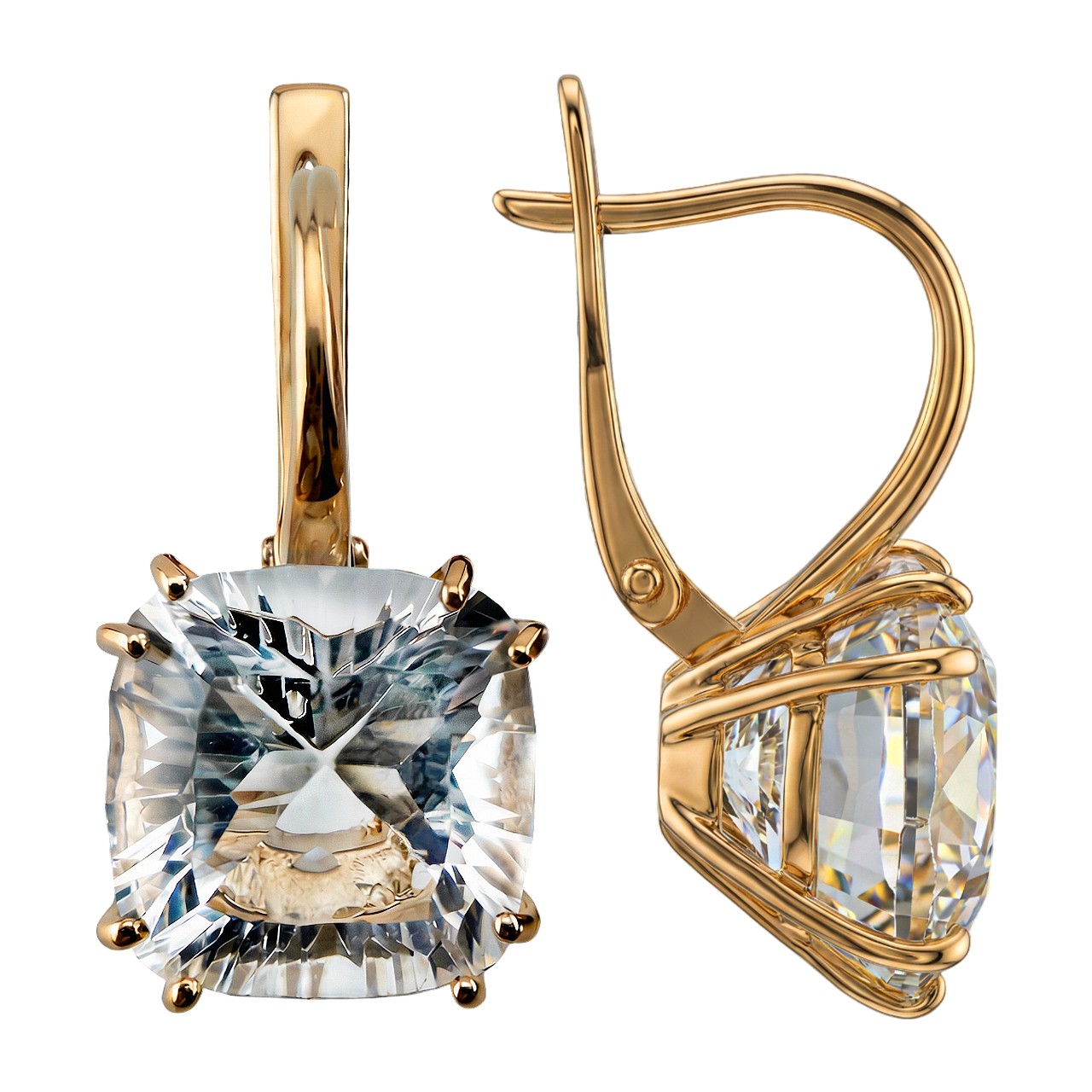 Серьги. Горный хрусталь. Арт.2531Гх из золота 585 пробы