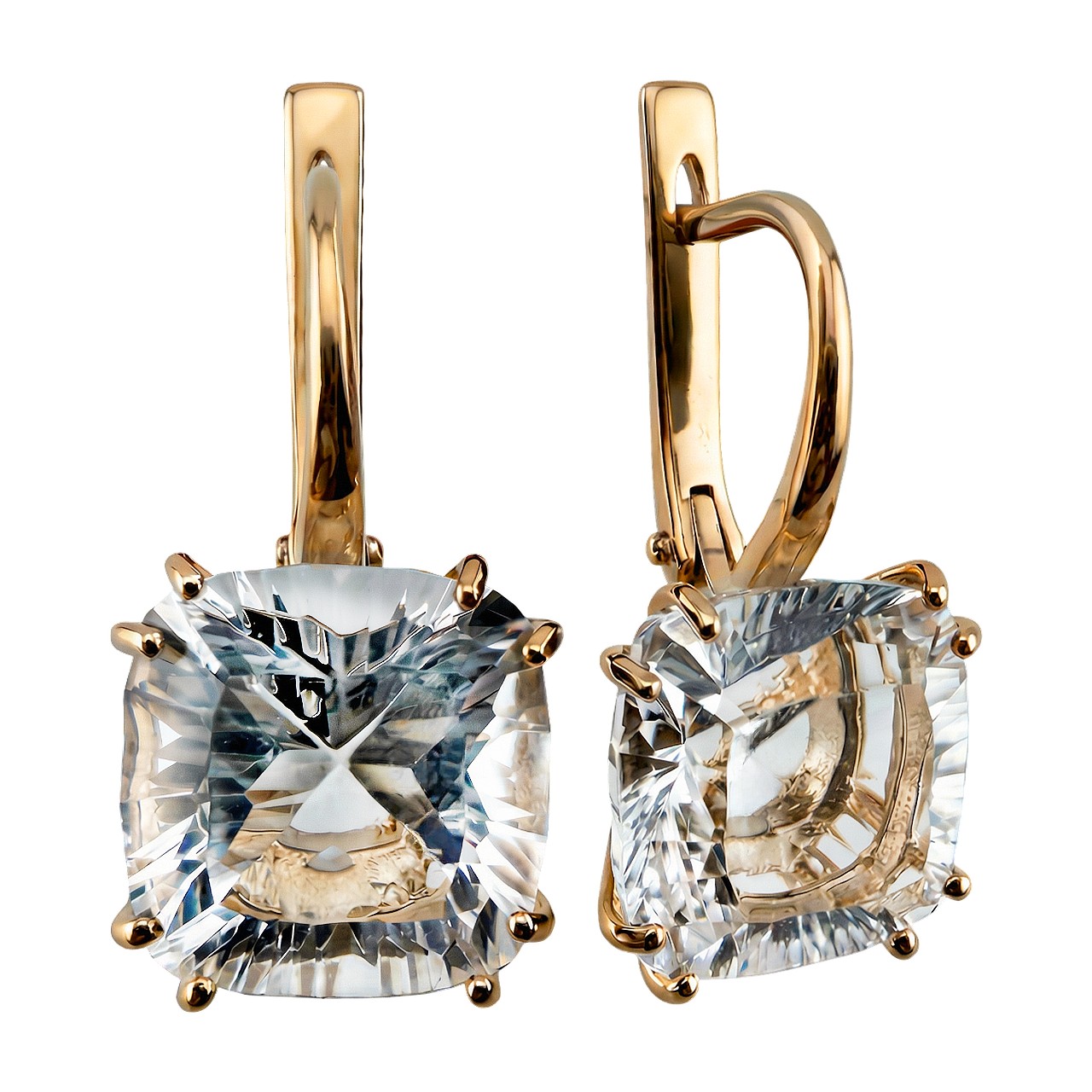 Серьги. Горный хрусталь. Арт.2531Гх из золота 585 пробы