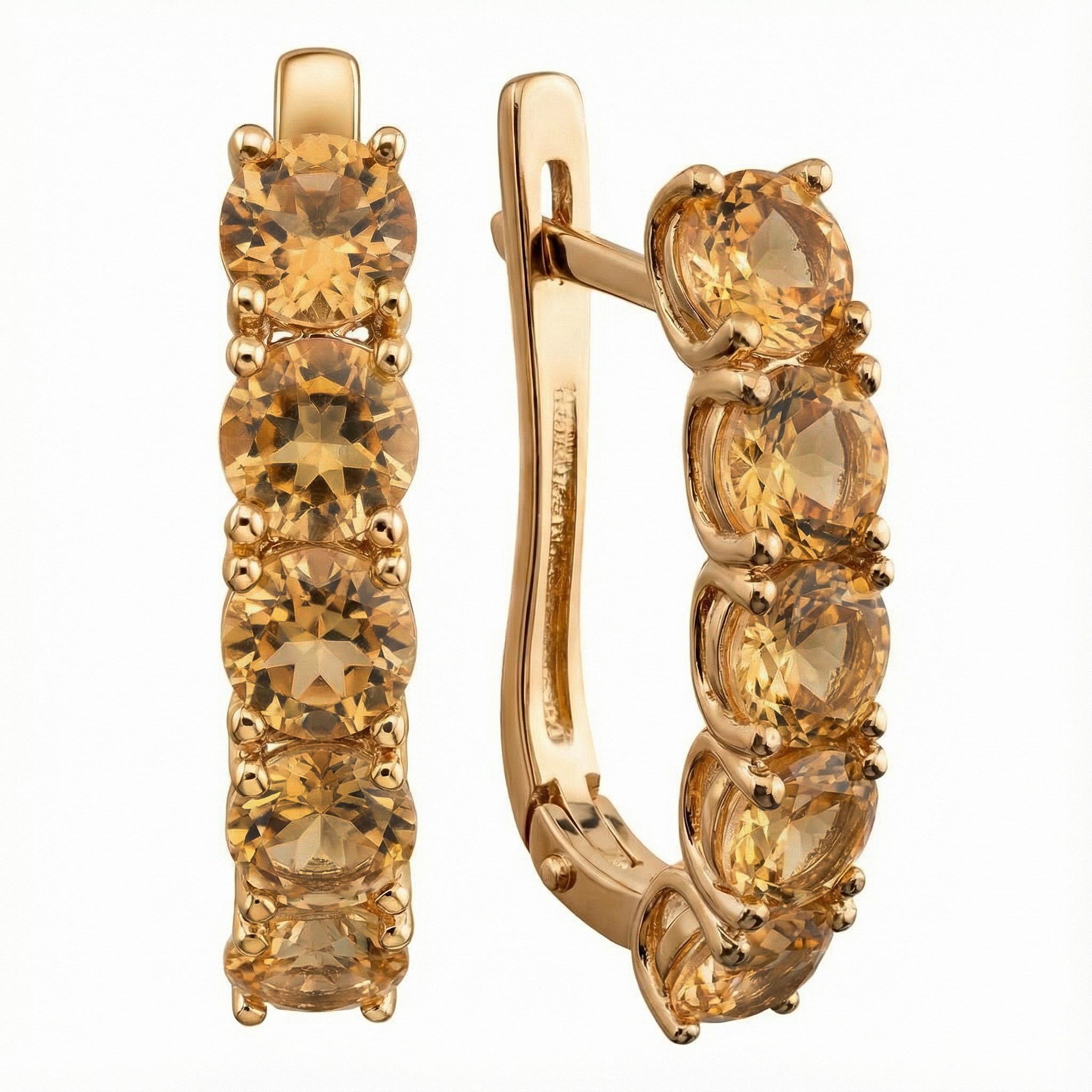 Серьги. Цитрин. Арт.2532Ц из золота 585 пробы