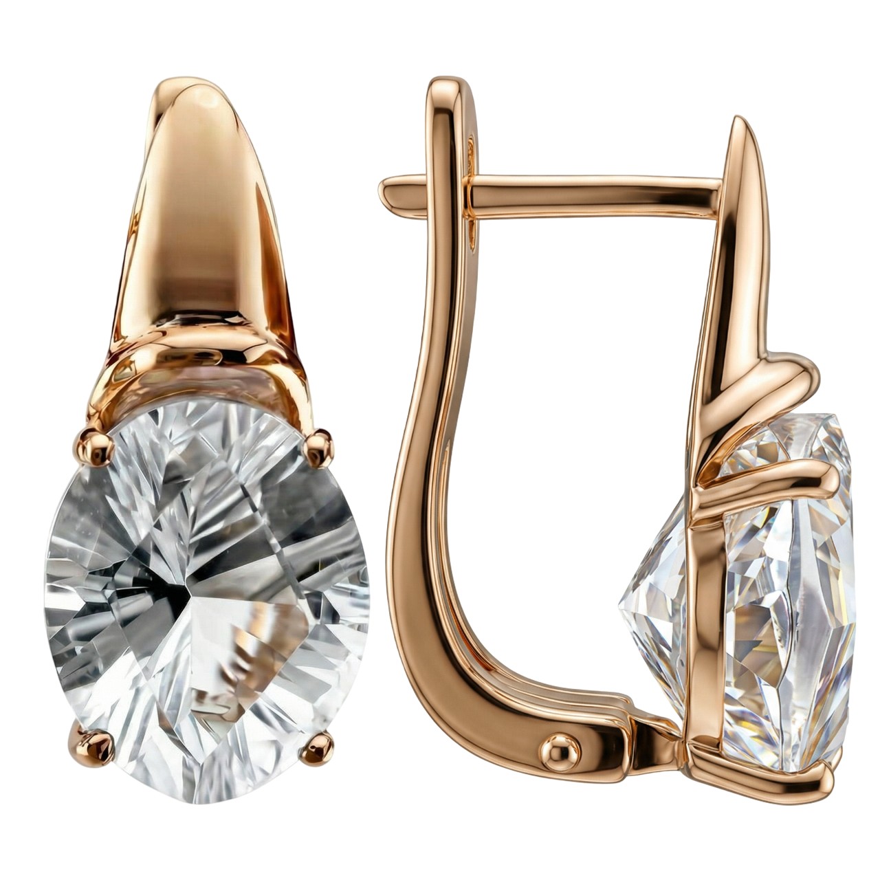 Серьги. Горный хрусталь. Арт.2536Гх из золота 585 пробы