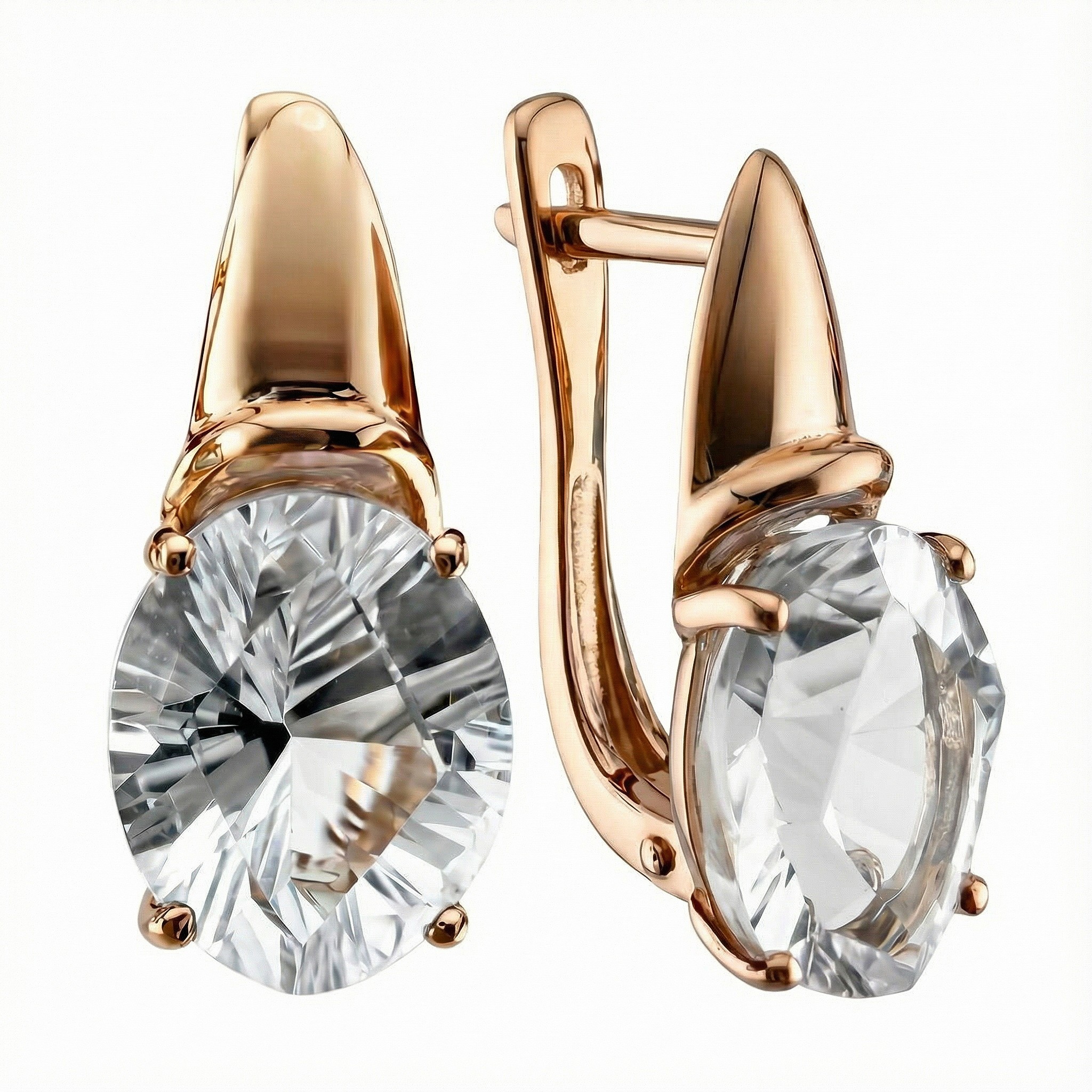 Серьги. Горный хрусталь. Арт.2536Гх из золота 585 пробы