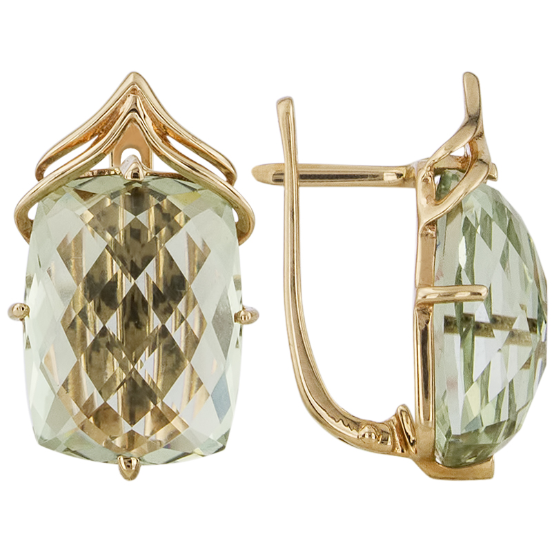 Серьги. Аметист зеленый. Арт.457Аз из золота 585 пробы
