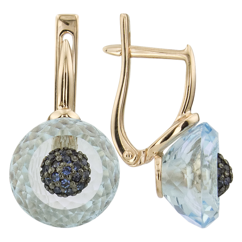 Серьги. Голубой топаз. Арт.523ТКцс из золота 585 пробы