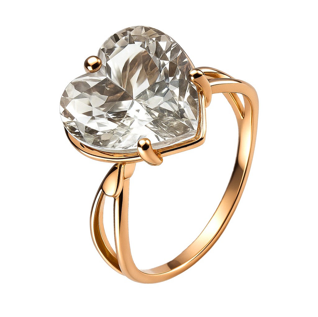 Кольцо. Горный хрусталь. Арт.558Гх из золота 585 пробы