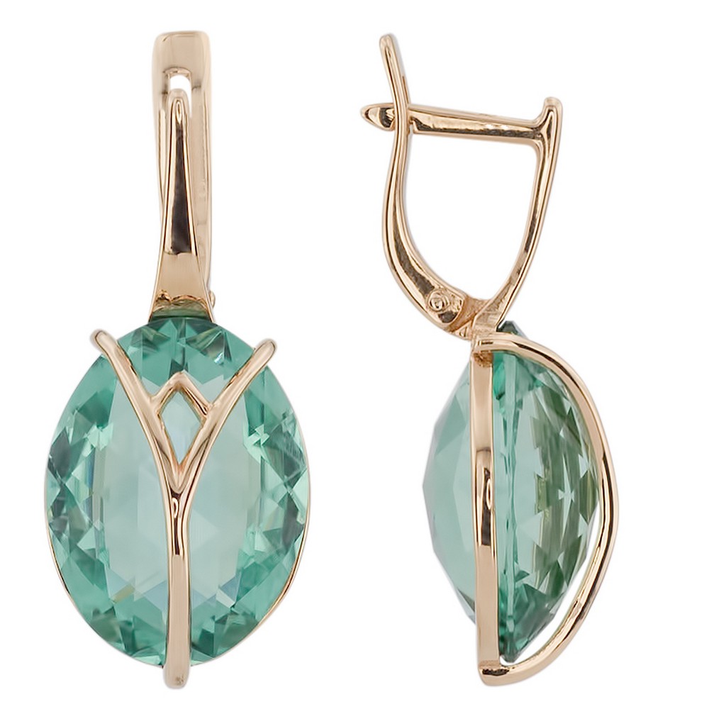 Серьги. Кварц. Арт.566Ква из золота 585 пробы